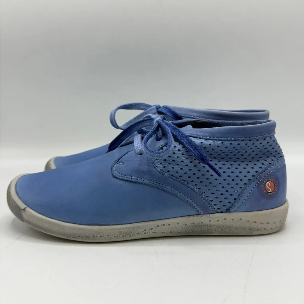 Softinos by FLY London Leather Lace-up Sneakers Ink Lavender Blue